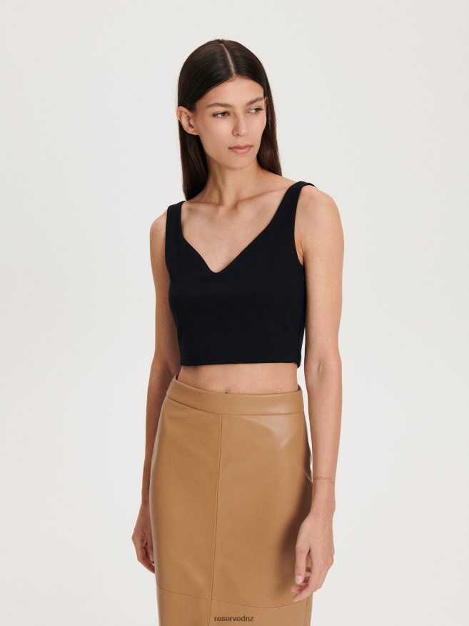 Reserved Women Faux Leather Skirt P6H08T836 Apparel Beige