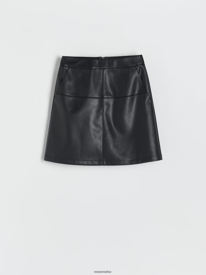 Reserved Women Faux Leather Skirt P6H08T838 Apparel Black