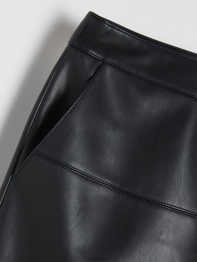 Reserved Women Faux Leather Skirt P6H08T838 Apparel Black