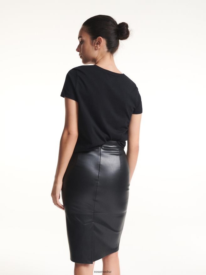 Reserved Women Faux Leather Skirt P6H08T839 Apparel Black