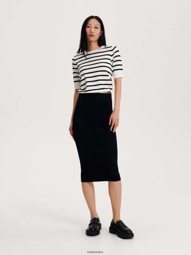 Reserved Women Jersey Midi Skirt P6H08T537 Apparel Black