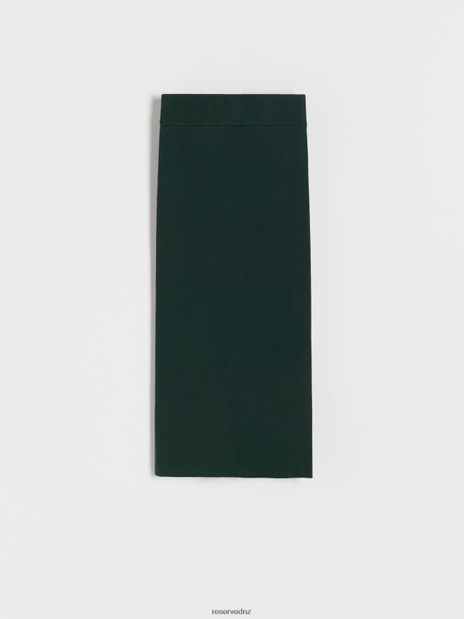 Reserved Women Jersey Midi Skirt P6H08T539 Apparel Dark Green