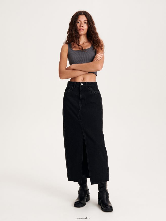 Reserved Women Midi Skirt With Detailing P6H08T819 Apparel Black