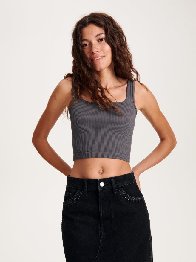 Reserved Women Midi Skirt With Detailing P6H08T819 Apparel Black