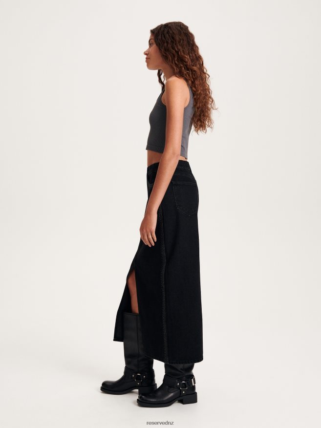 Reserved Women Midi Skirt With Detailing P6H08T819 Apparel Black