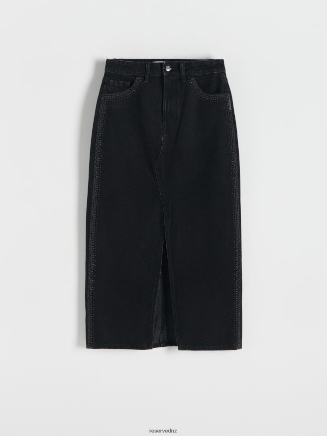 Reserved Women Midi Skirt With Detailing P6H08T819 Apparel Black