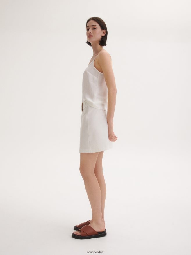 Reserved Women Mini Skirt With Belt P6H08T861 Apparel Cream