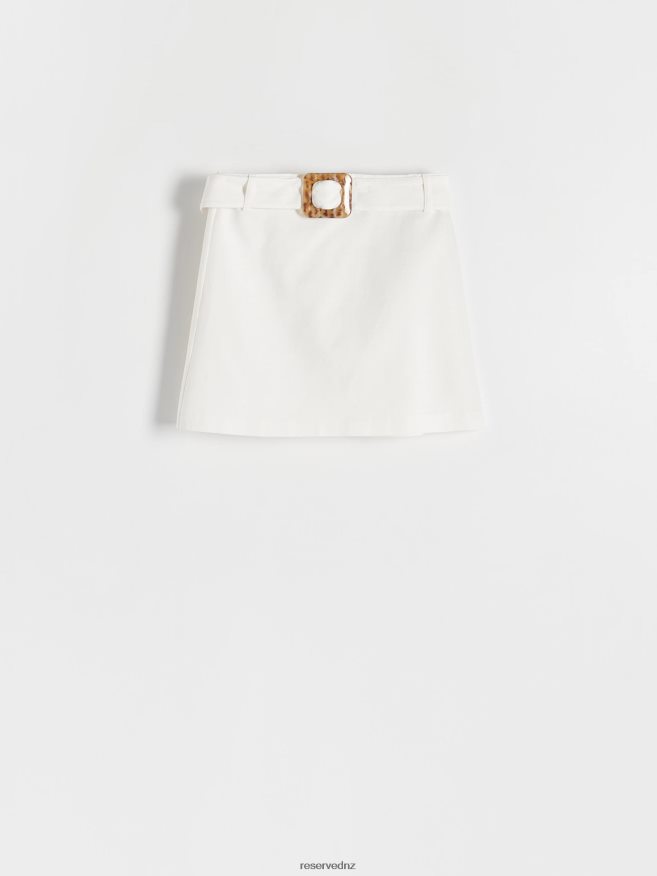 Reserved Women Mini Skirt With Belt P6H08T861 Apparel Cream