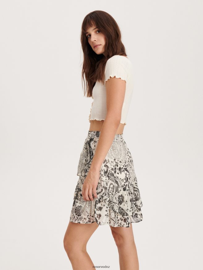 Reserved Women Mini Skirt With Ruffles P6H08T50 Apparel Cream