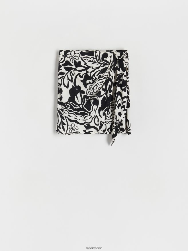 Reserved Women Mini Skirt With Tie Detail P6H08T185 Apparel Black