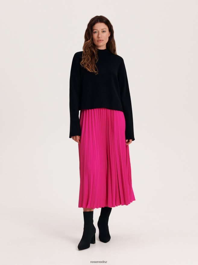 Reserved Women Pleated Midi Skirt P6H08T136 Apparel Hot Pink