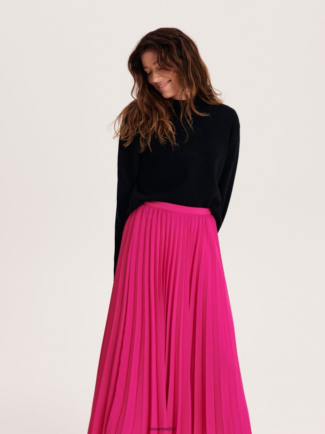 Reserved Women Pleated Midi Skirt P6H08T136 Apparel Hot Pink