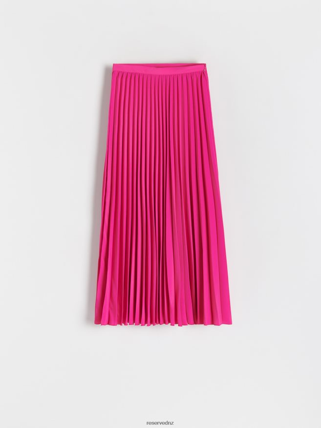 Reserved Women Pleated Midi Skirt P6H08T136 Apparel Hot Pink