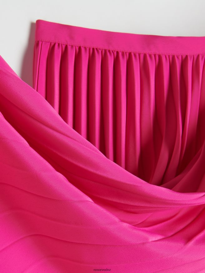 Reserved Women Pleated Midi Skirt P6H08T136 Apparel Hot Pink