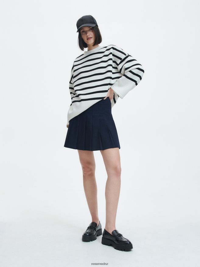 Reserved Women Pleated Mini Skirt P6H08T865 Apparel Navy
