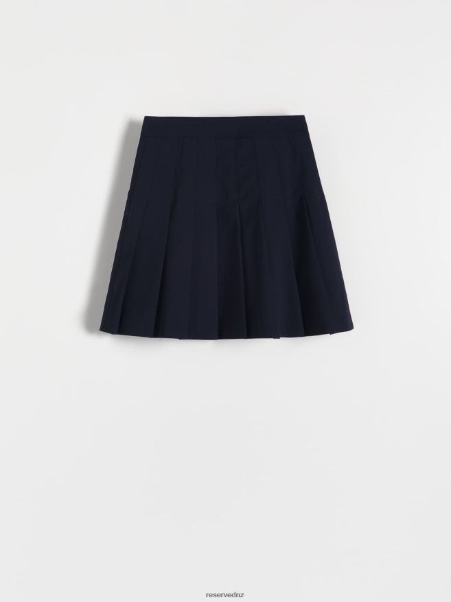 Reserved Women Pleated Mini Skirt P6H08T865 Apparel Navy