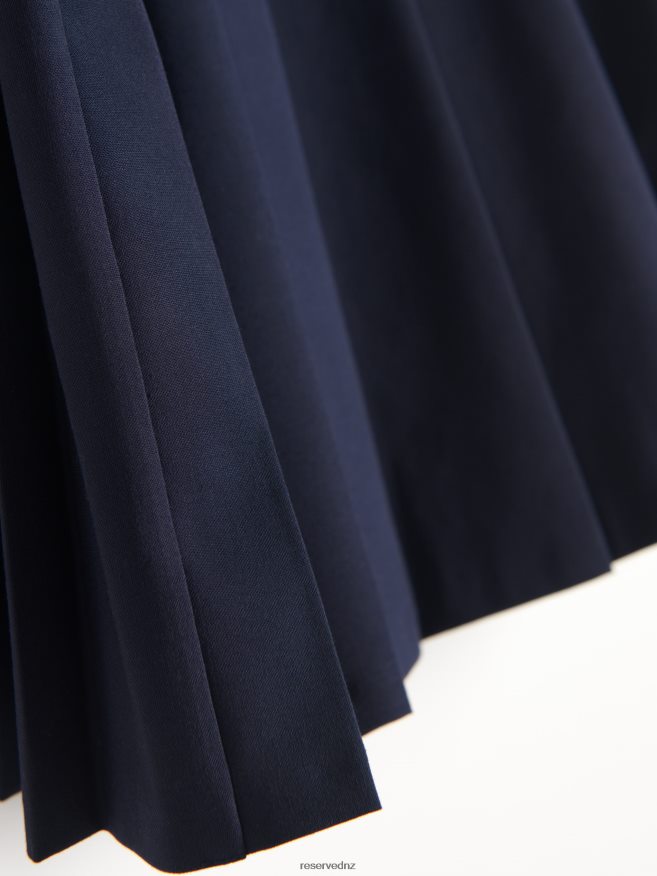 Reserved Women Pleated Mini Skirt P6H08T865 Apparel Navy