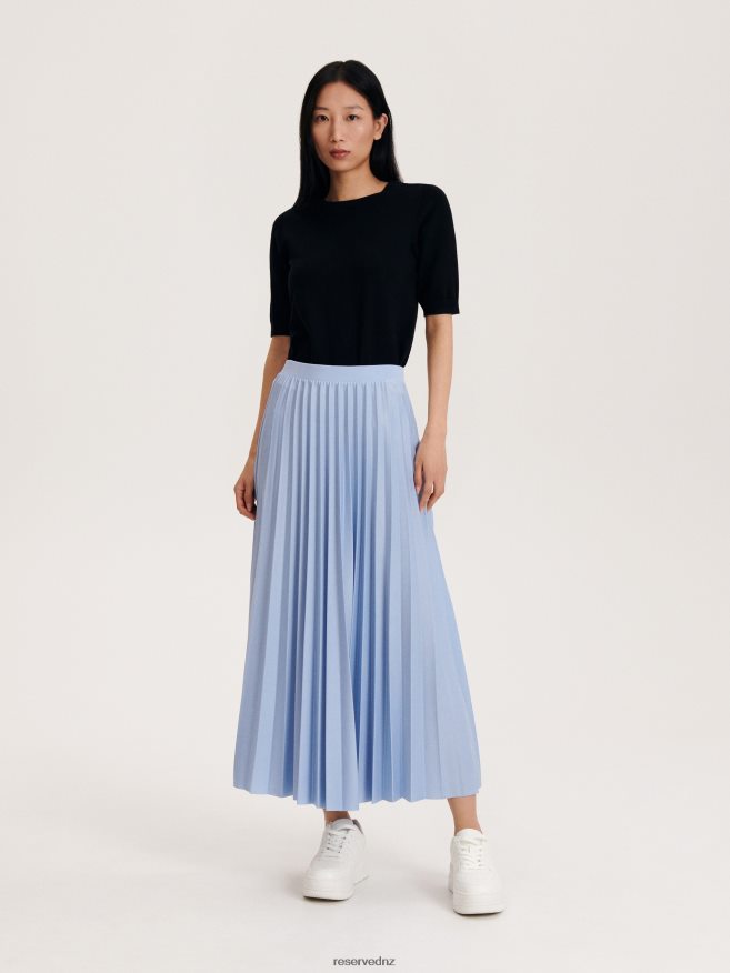 Reserved Women Pleated Skirt P6H08T535 Apparel Pale Blue