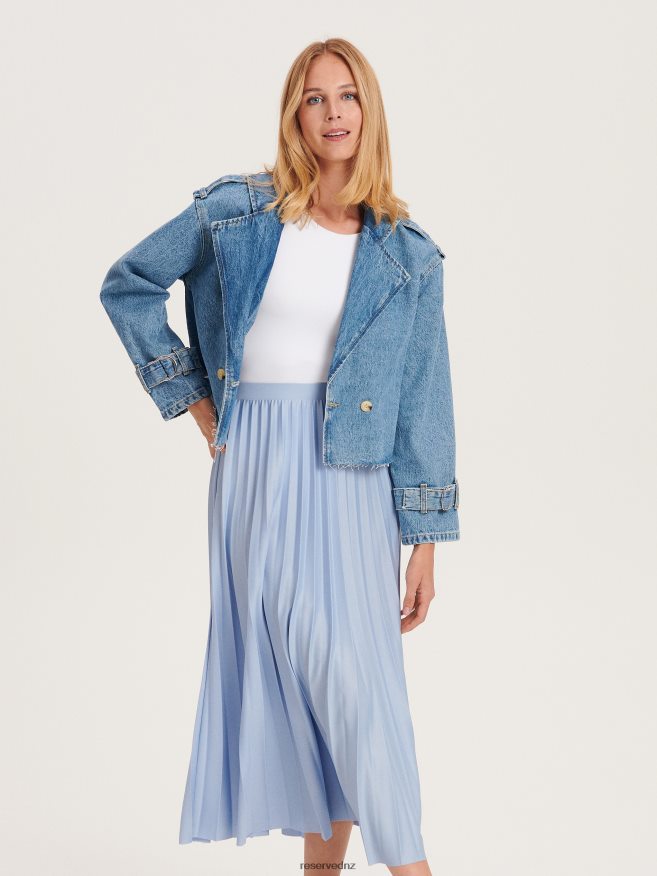 Reserved Women Pleated Skirt P6H08T535 Apparel Pale Blue