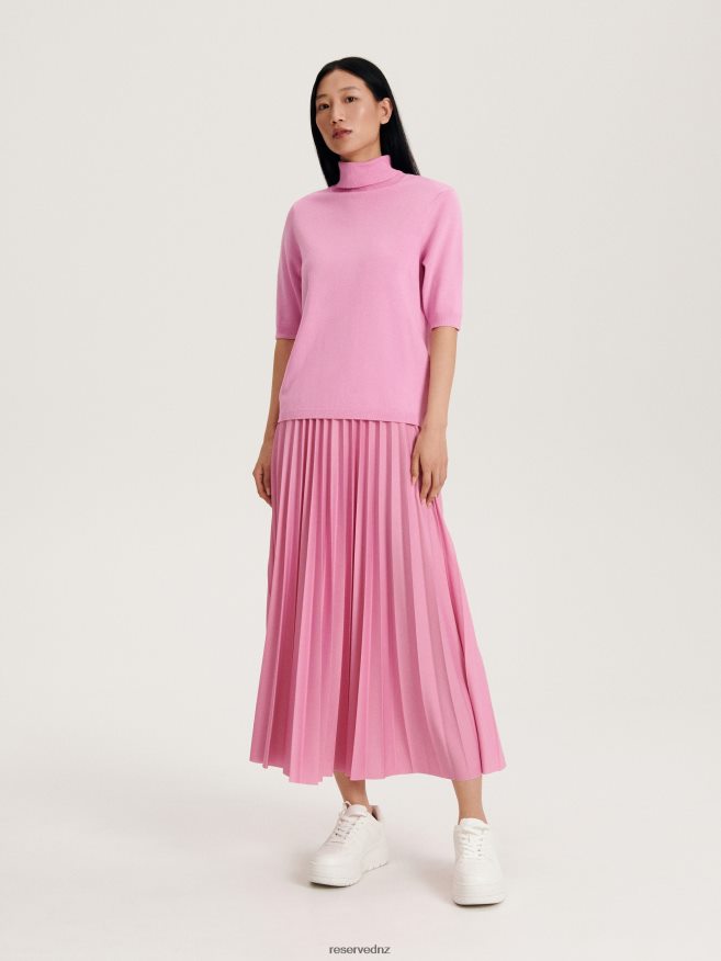 Reserved Women Pleated Skirt P6H08T536 Apparel Pastel Pink