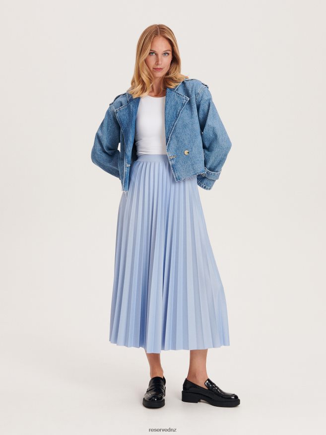 Reserved Women Pleated Skirt P6H08T837 Apparel Pale Blue