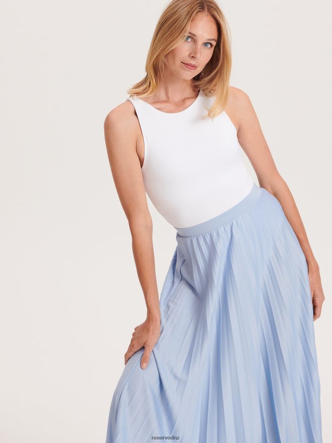 Reserved Women Pleated Skirt P6H08T837 Apparel Pale Blue