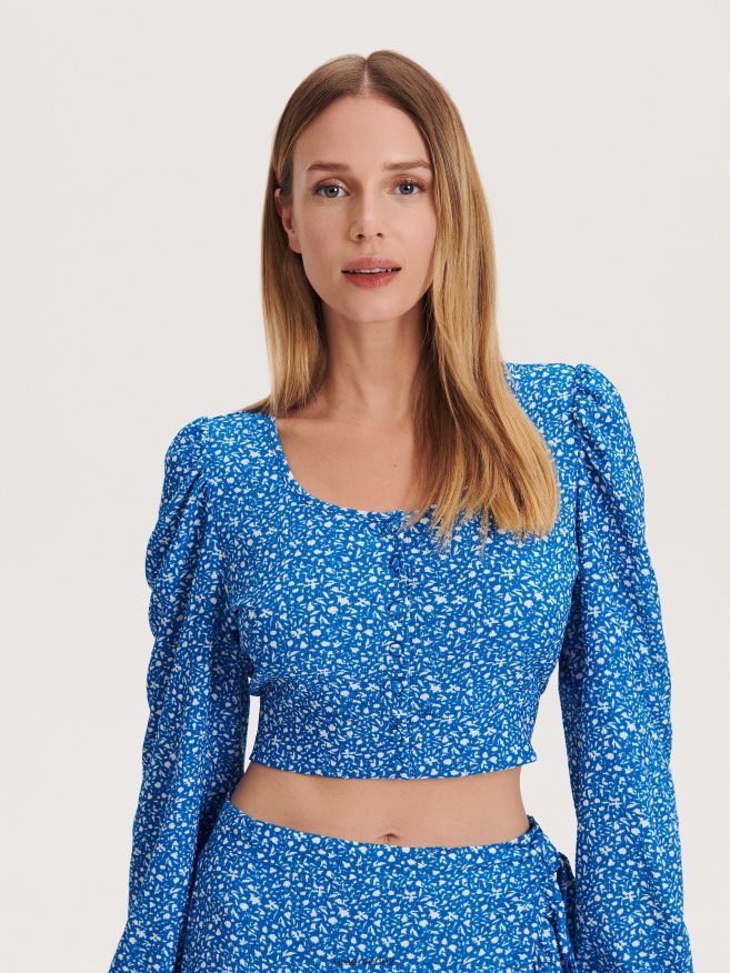 Reserved Women Ruffle Mini Skirt P6H08T843 Apparel Blue