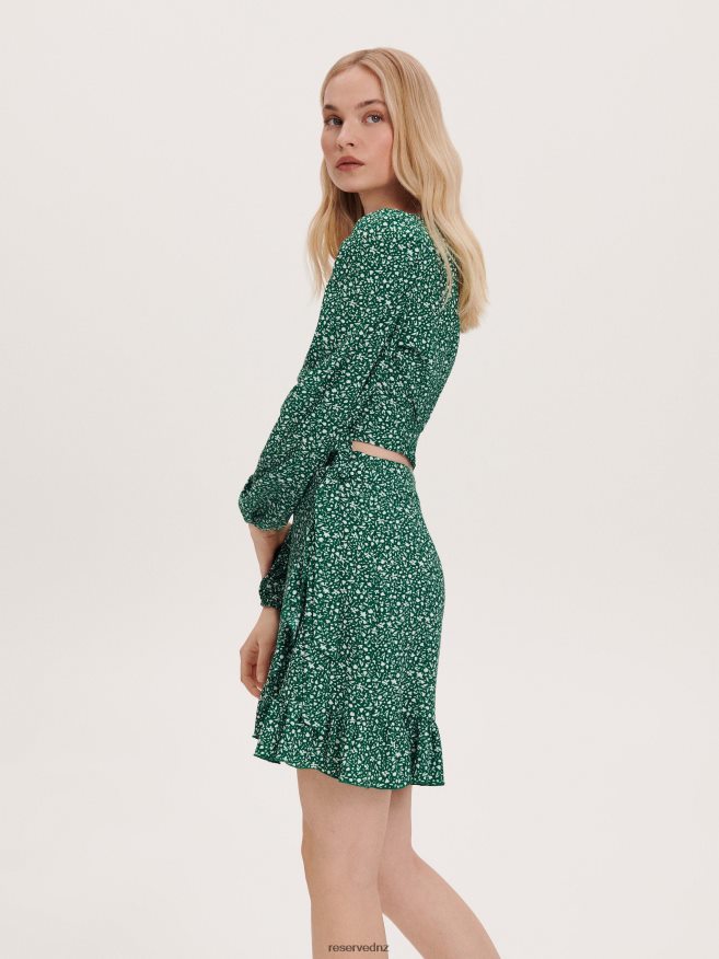 Reserved Women Ruffle Mini Skirt P6H08T844 Apparel Green