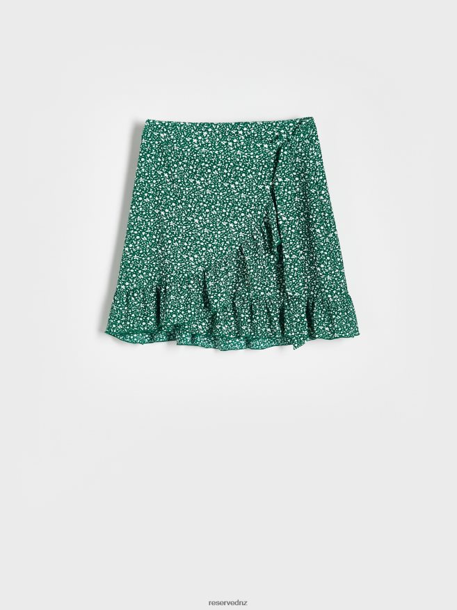 Reserved Women Ruffle Mini Skirt P6H08T844 Apparel Green