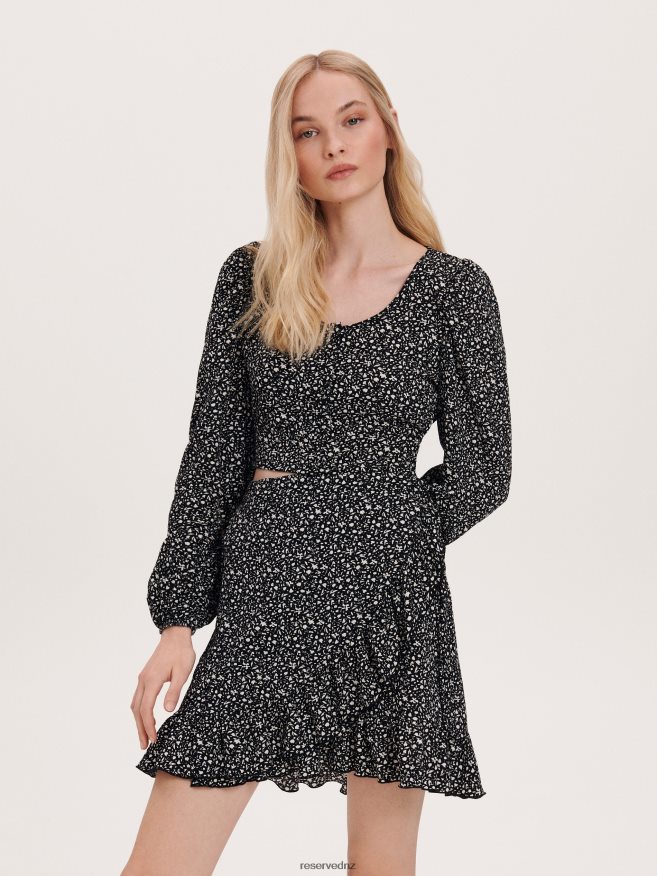 Reserved Women Ruffle Mini Skirt P6H08T859 Apparel Black