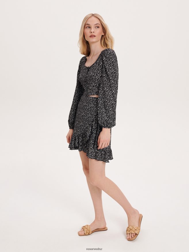 Reserved Women Ruffle Mini Skirt P6H08T859 Apparel Black