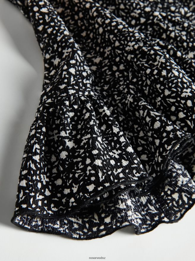 Reserved Women Ruffle Mini Skirt P6H08T859 Apparel Black