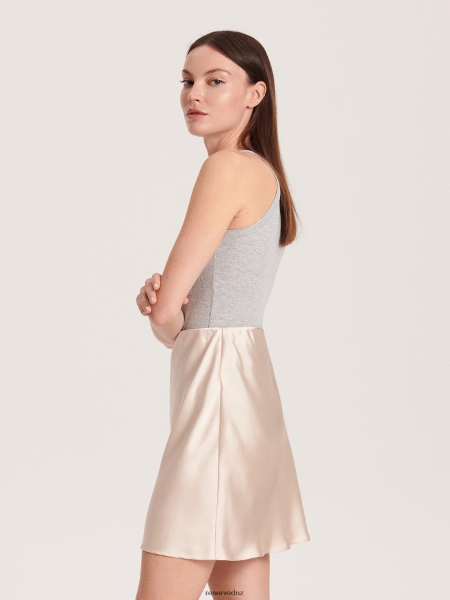 Reserved Women Satin Mini Skirt P6H08T815 Apparel Beige