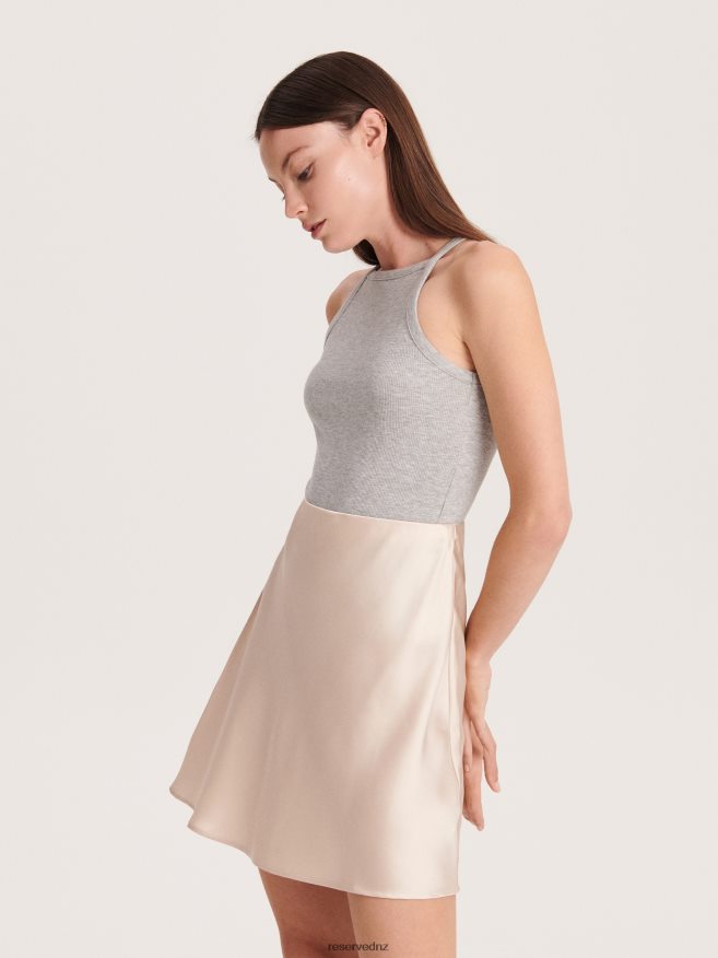 Reserved Women Satin Mini Skirt P6H08T815 Apparel Beige