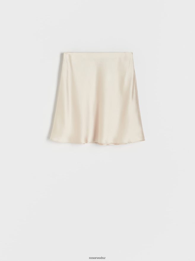 Reserved Women Satin Mini Skirt P6H08T815 Apparel Beige