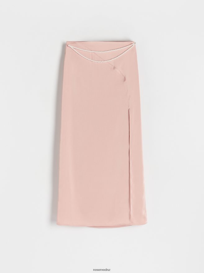 Reserved Women Skirt With Decorative Pearl Beads P6H08T840 Apparel Pastel Pink