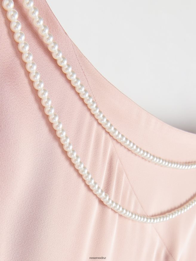 Reserved Women Skirt With Decorative Pearl Beads P6H08T840 Apparel Pastel Pink