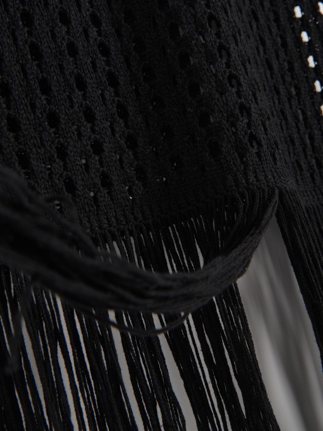 Reserved Women Skirt With Fringes P6H08T864 Apparel Black