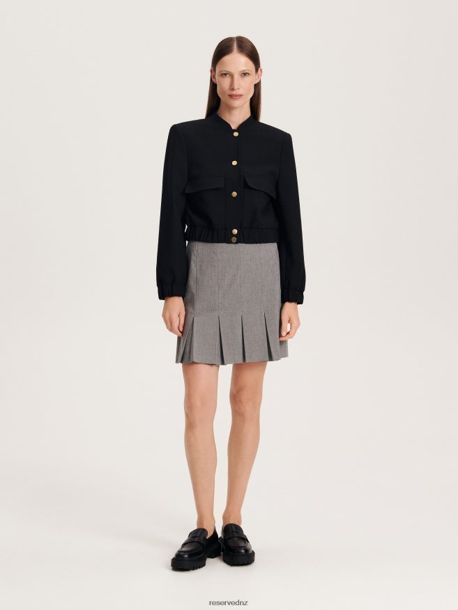 Reserved Women Skirt With Pleats P6H08T69 Apparel Light Grey