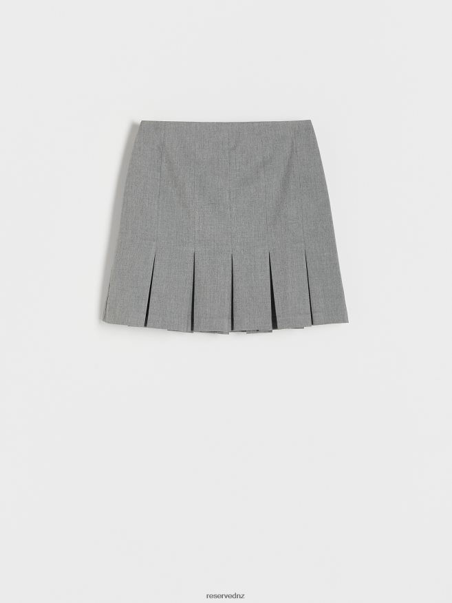 Reserved Women Skirt With Pleats P6H08T69 Apparel Light Grey