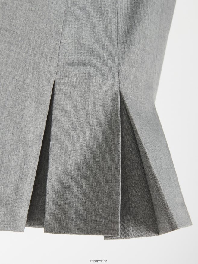 Reserved Women Skirt With Pleats P6H08T69 Apparel Light Grey