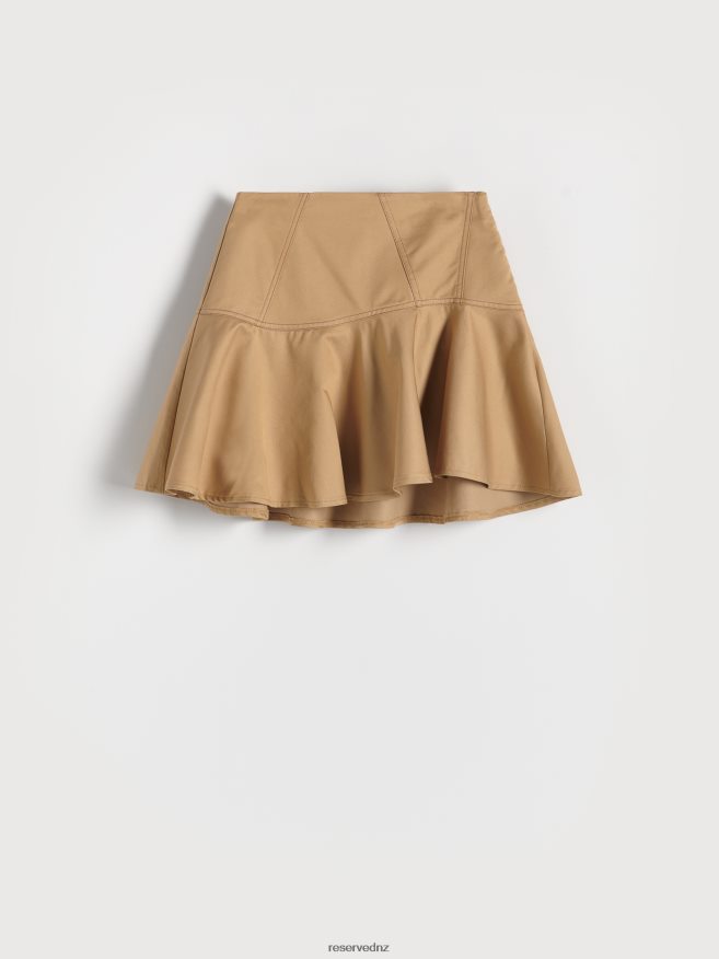 Reserved Women Skirt With Ruffle Hem P6H08T855 Apparel Beige