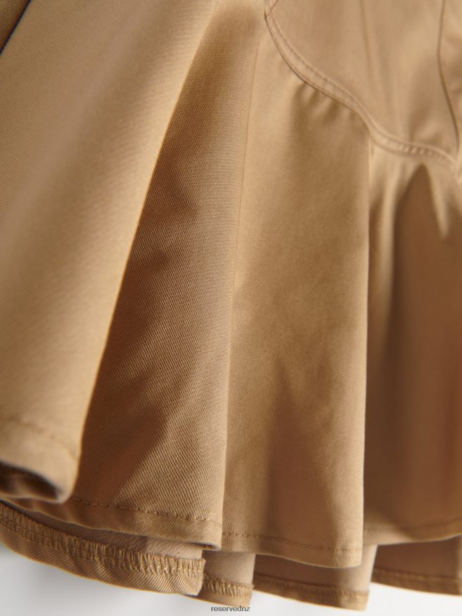 Reserved Women Skirt With Ruffle Hem P6H08T855 Apparel Beige