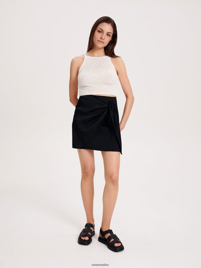 Reserved Women Skirt With Tie Detail P6H08T851 Apparel Black
