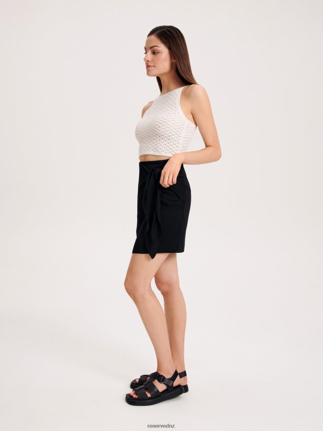 Reserved Women Skirt With Tie Detail P6H08T851 Apparel Black