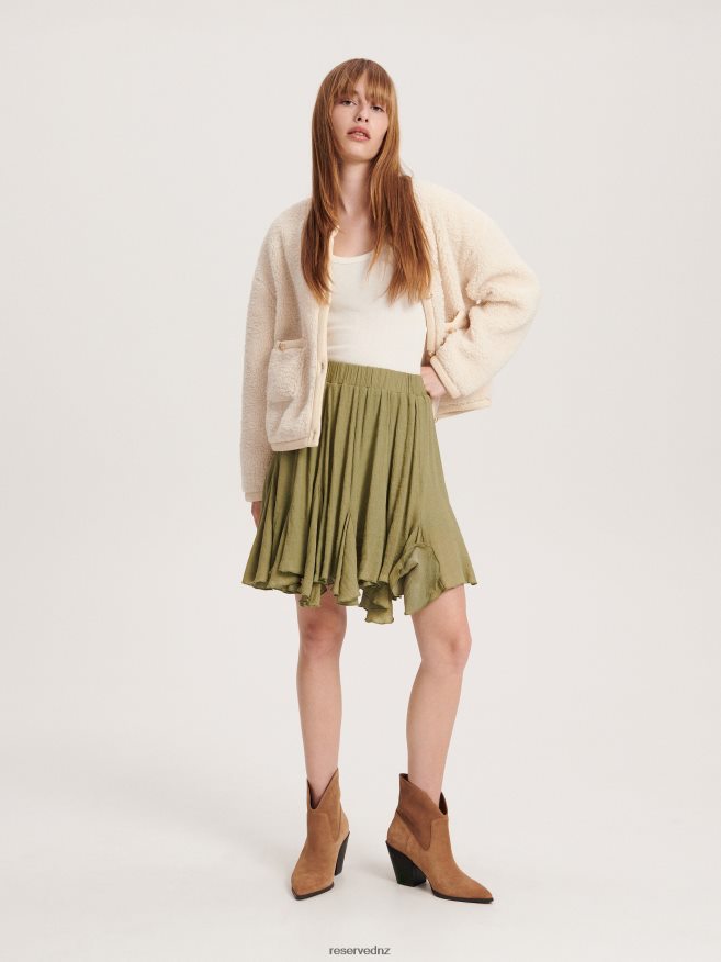 Reserved Women Viscose Rich Mini Skirt P6H08T75 Apparel Green