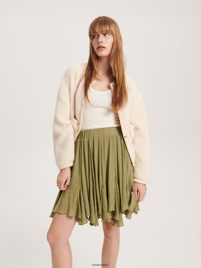 Reserved Women Viscose Rich Mini Skirt P6H08T75 Apparel Green
