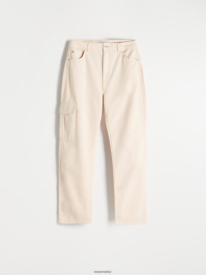 Reserved Women Cargo Trousers P6H08T727 Apparel Cream