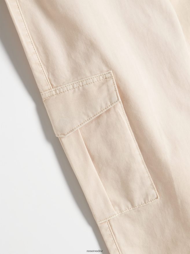 Reserved Women Cargo Trousers P6H08T727 Apparel Cream