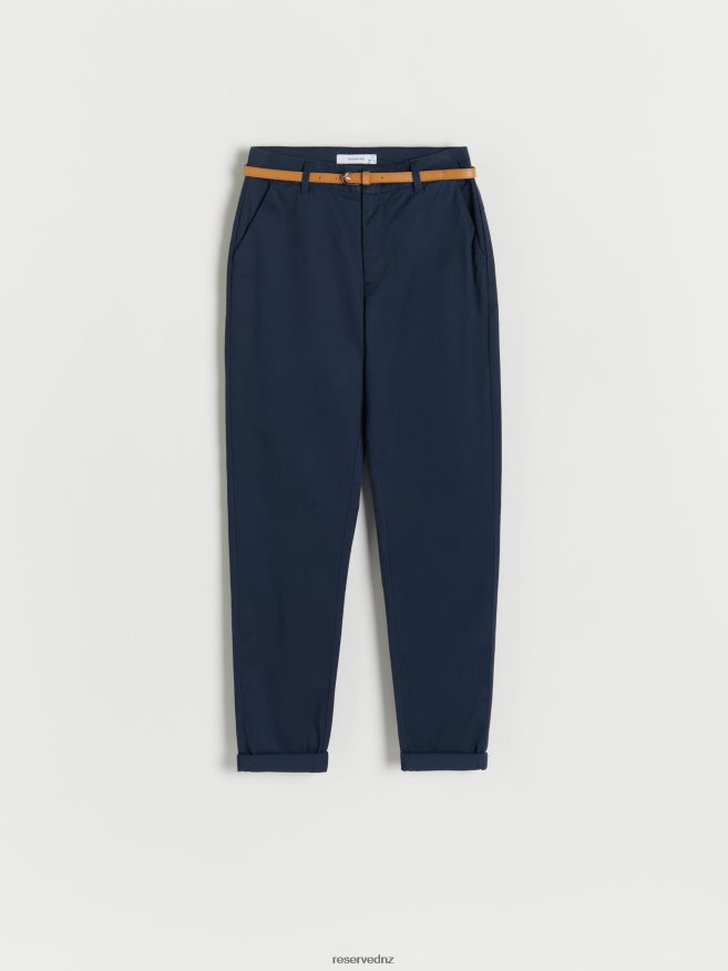 Reserved Women Chino Trousers With Belt P6H08T648 Apparel Navy